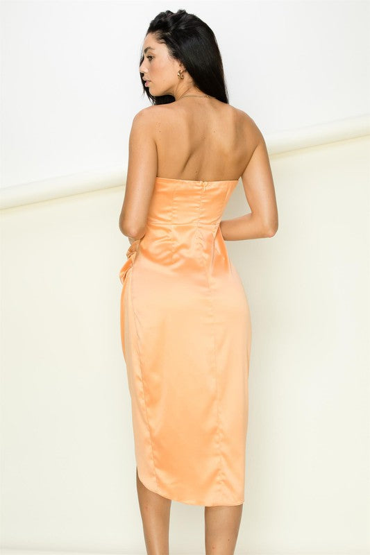 orange draped wrap dress - Luna Boutique